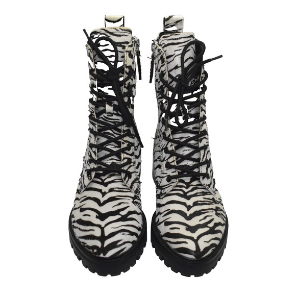 B0 Auth DOLCE VITA Gregor Zebra Print Real Calf Hair Hiker Boot Shoes Size 8.5 - Picture 4 of 8